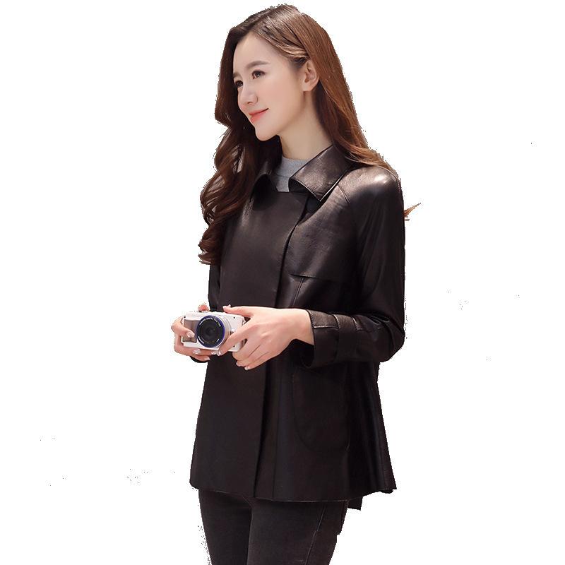 Spring and Autumn New Genuine Leather Jacket Women Sheepskin Raglan Sleeve Short Korean Style Lapel Casual Jacket Women