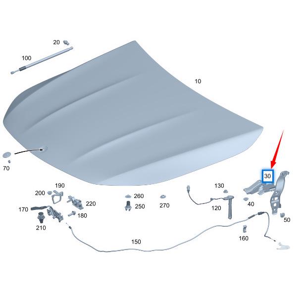 Mercedes-Benz GLA W247 Hood Hinge, Models 2478806901 & 2478807001