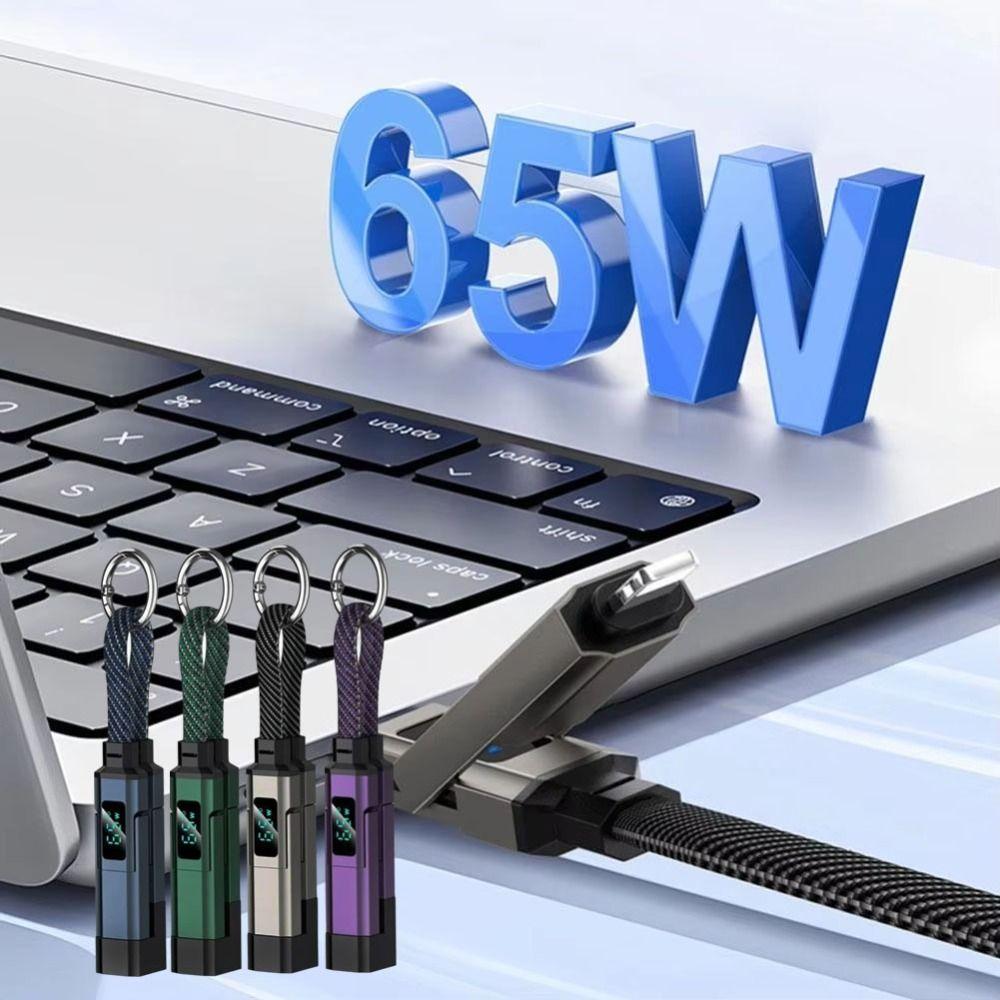 With V/A/W Display 65W Keychain 4 In 1 Portable Fast Charging Cable  Mobile Phone