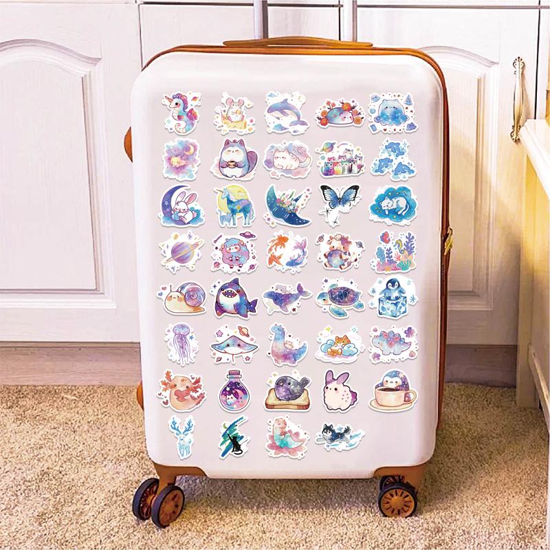 53PCS Watercolor Animal Stickers Cute Cartoon Colorful Animal Stickers Aesthetic Waterproof Vinyl Decals for Water Bottle