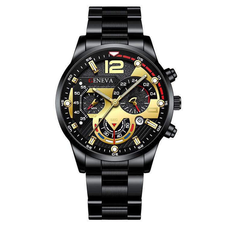 Geneva Calendar Men's Steel Band Watch - Fashionable Business Design