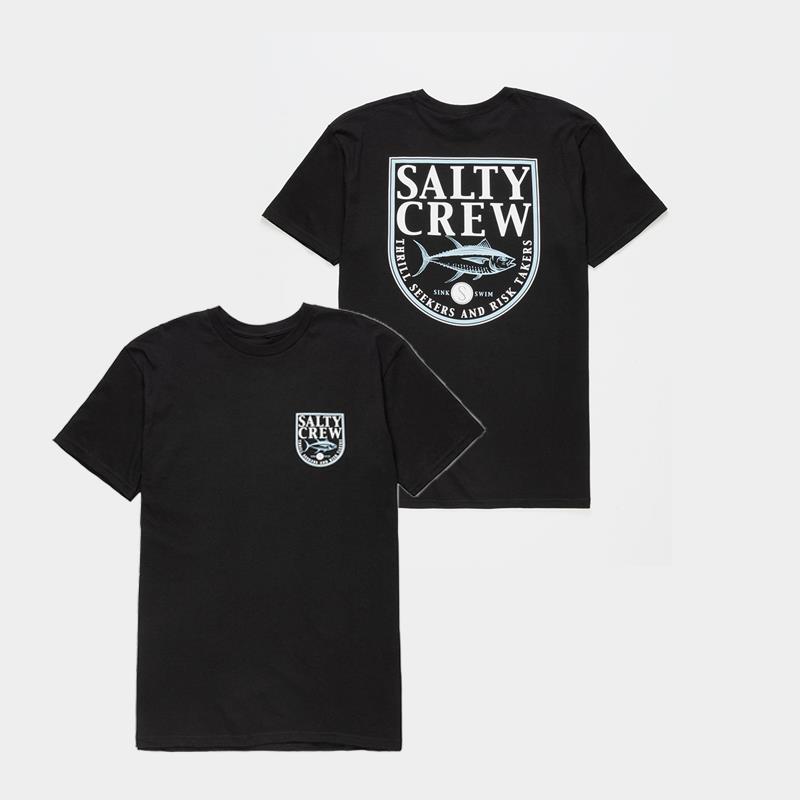2025salty Crewhang Seafarer Fish Fish Rock Punk American Simple T-shirt Vintage Loose Crew Neck Short Sleeve T-shirt