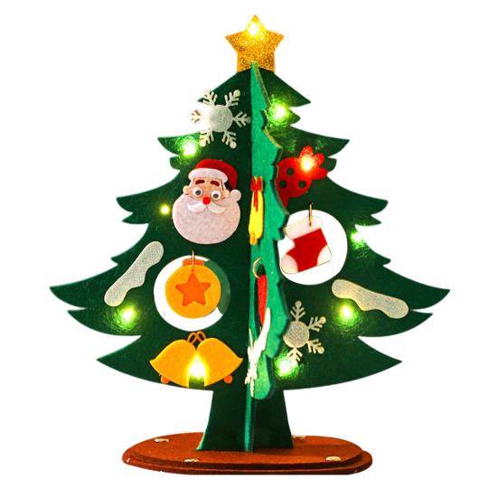 1 sada mini sada vánočního stromečku z plsti s barevným pohádkovým světlem