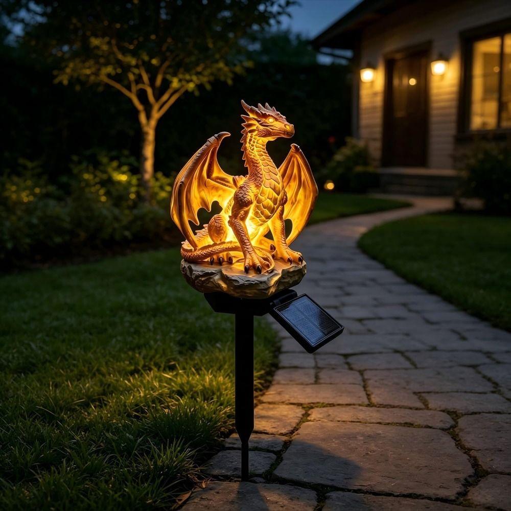 Luce Giardino Drago Luminosa Notturna Forma di Drago Luce Solare a Palo Decorazione Sentiero