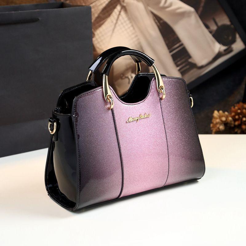 Modische Damenhandtaschen Lackleder Damenhandtaschen Einfach und vielseitig Helles Leder Mittlere Schulter Schräg über den Körper Tragbare Handtasche