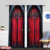 Flat Printing Drapes Gothic Doors Red Versatile Polyester Without Electricity Festive Backdrops Applies Curtain Set Of 2 Made Washable