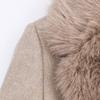 Langer Damenmantel aus Wollmischung mit Kunstpelzkragen und Bindegürtel Winter Streetwear