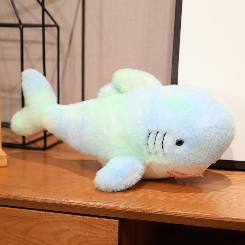 Cute Abu Shark Pillow Tie-Dye Big Shark Doll Plush Toy Catching Machine Doll Children's Gift