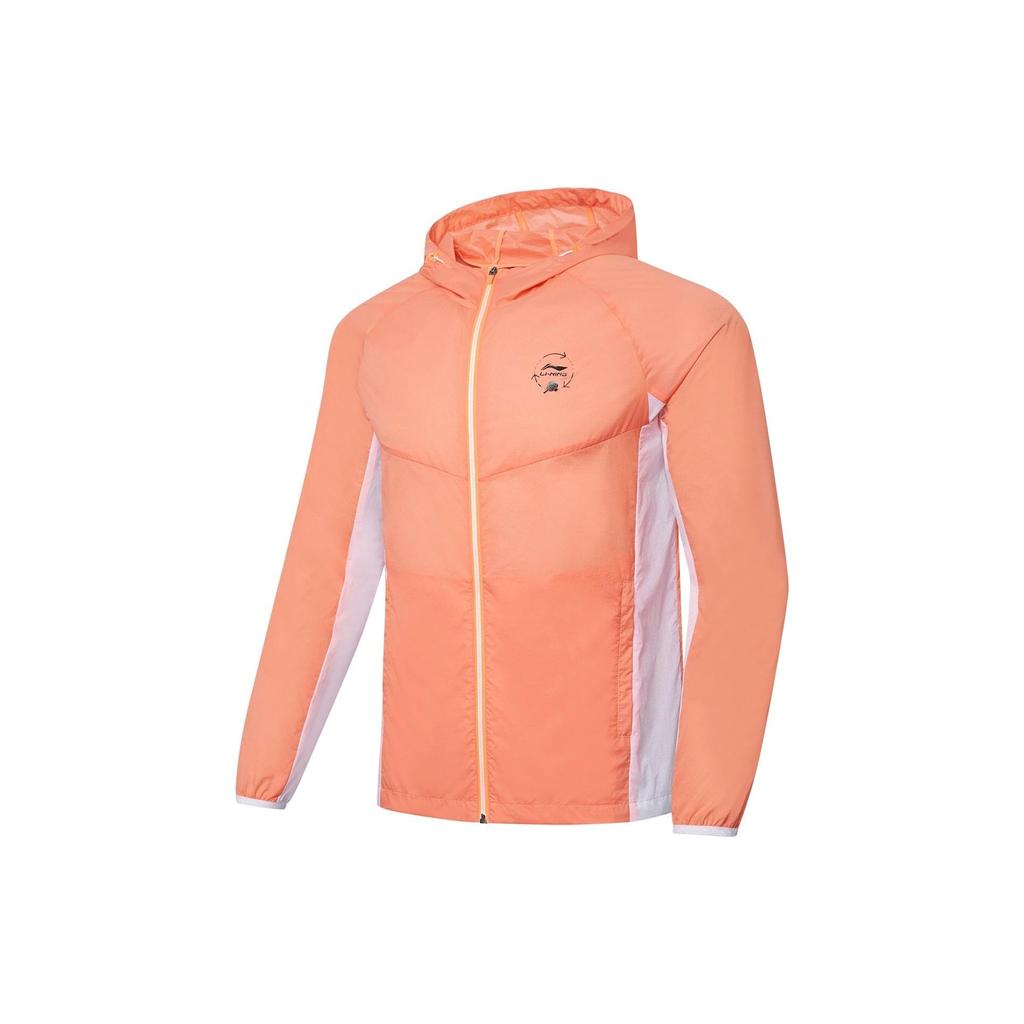 Li Ning Logo Letter Print Color Block Lightweight Sun Protection Jacket Unisex Jackets Fluorescent-Orange AFDT159-3