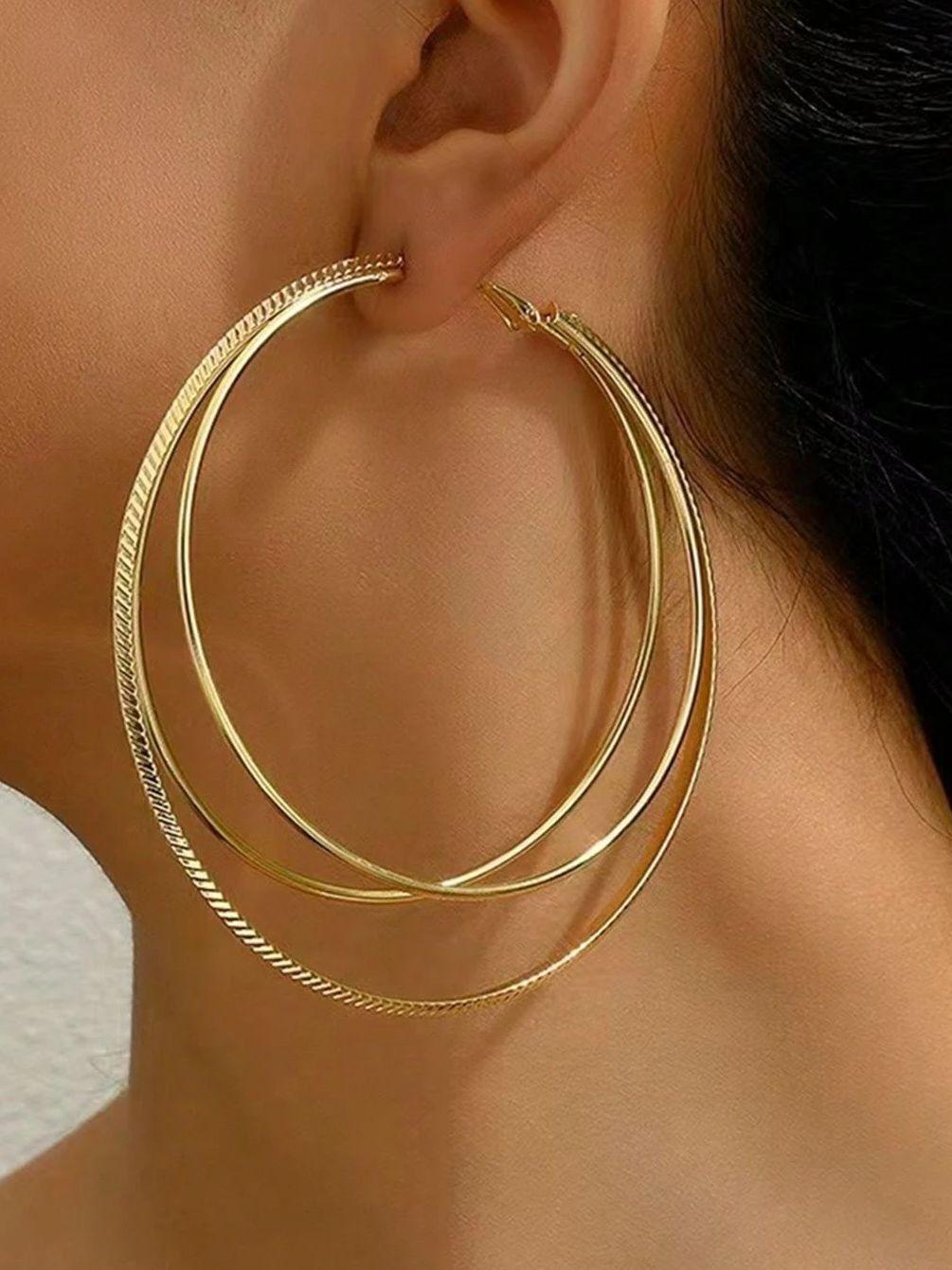 

Women s Earrings, Exaggerated Multi-Layered Hoop Earrings, Suitable for Everyday Wear and Vacation Wear