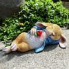 Resins Rabbit Statue Funny Sleep Bunnies Holding Rose Figurine Ornament for Easters Party Garden Landscape Decoration