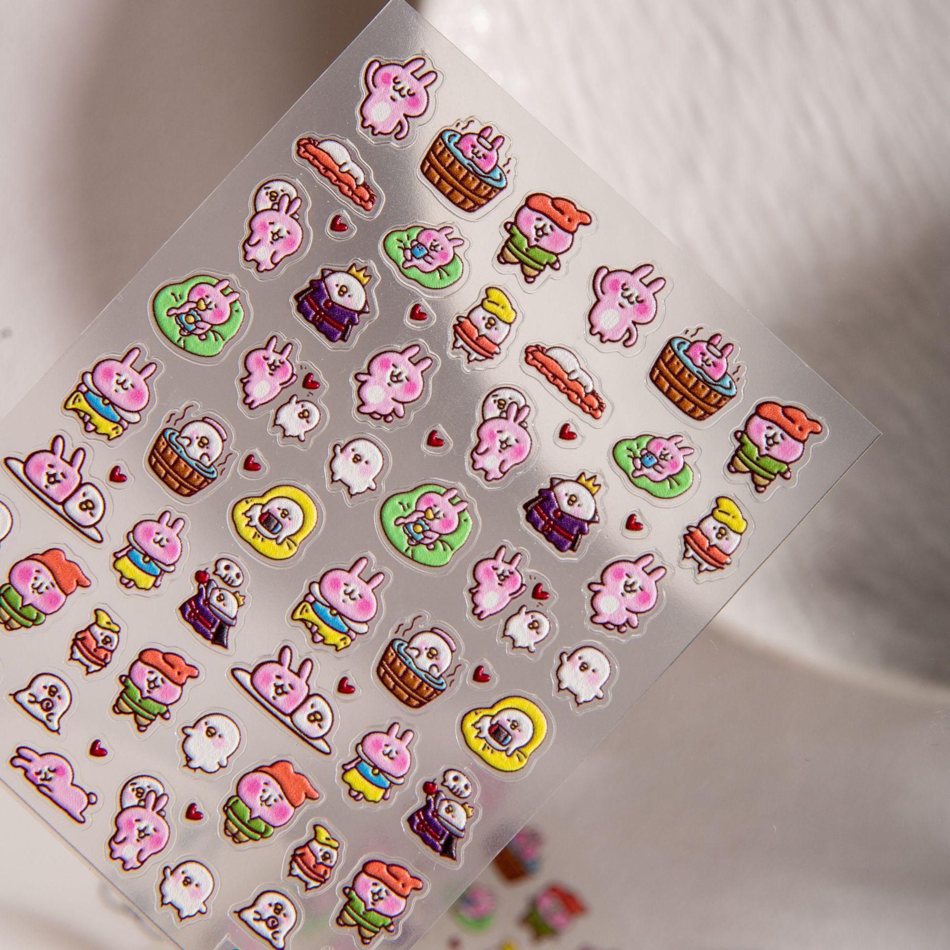 

Good Luck Cartoon Sticker Set: Clover, Bear, Banana, Cute Rabbit Designs for Water Bottles, Cameras, and Journals. Pink Rabbit [1 Sheet]