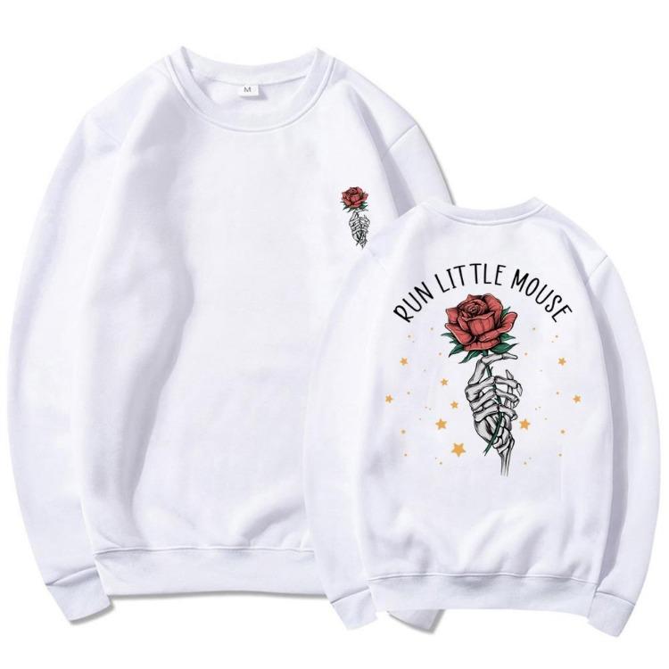 Dark Adeline Haunting Romance Book Lover Women Graphic Hoodies Sleeve Long Pullover Sweatshirt Run Little Mouse Gift