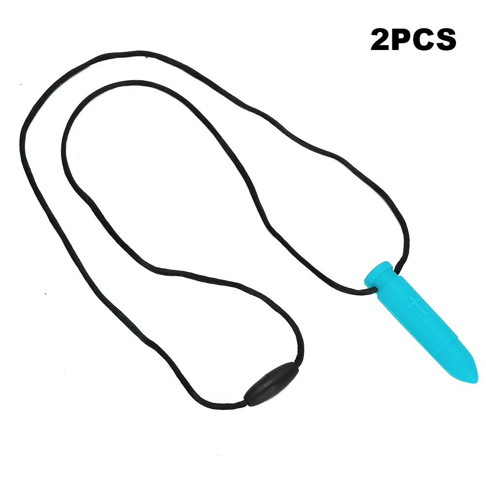 

2pcs Silicone Teether High Temperature Resistant Waterproof Chewing Pendant NecklaceSky Blue