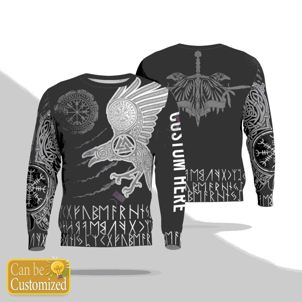 Men's Pullover Sweatshirt Loose Casual Long-sleeved Top 3D Digital Tattoo Printed Sweatshirt
