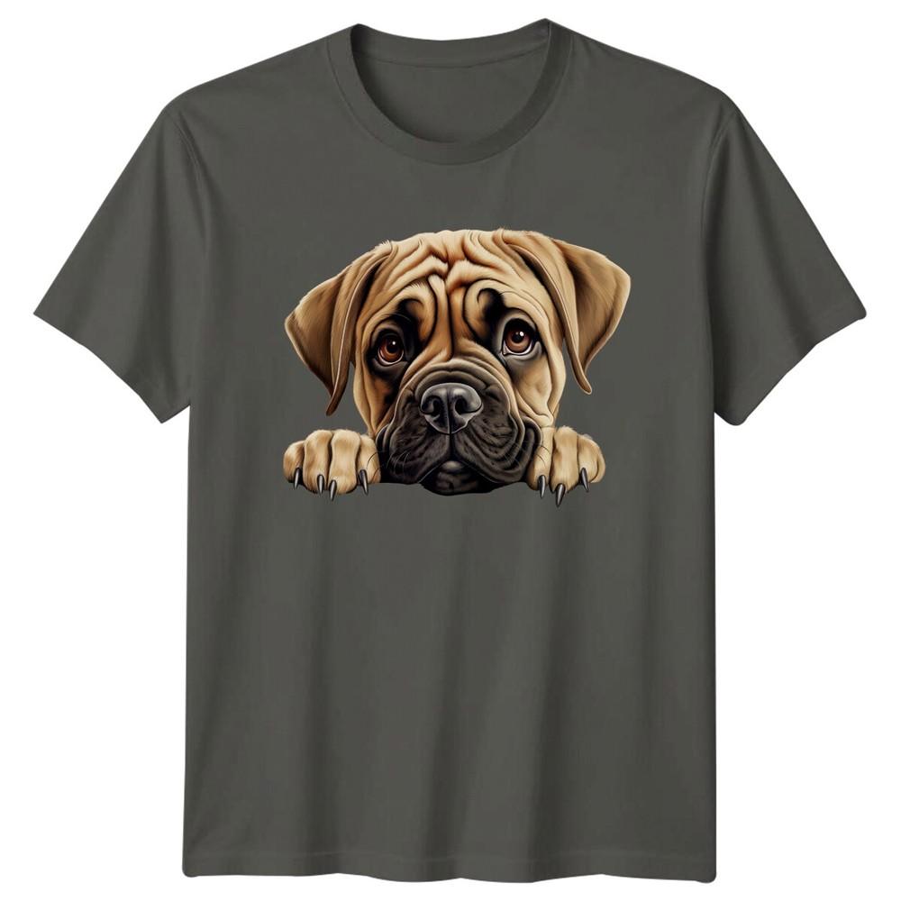 Cute Dog Breed Bullmastiff Puppy Peeking Funny Graphic TShirt