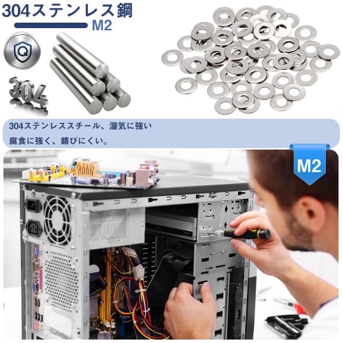 TBDBNR M2 Flat Washers, Set of 100, Round, 304 Stainless Steel, Gasket Fasteners, Spacers, for Screws, Corrosion-Resistant, Rust-Resistant, Convenient