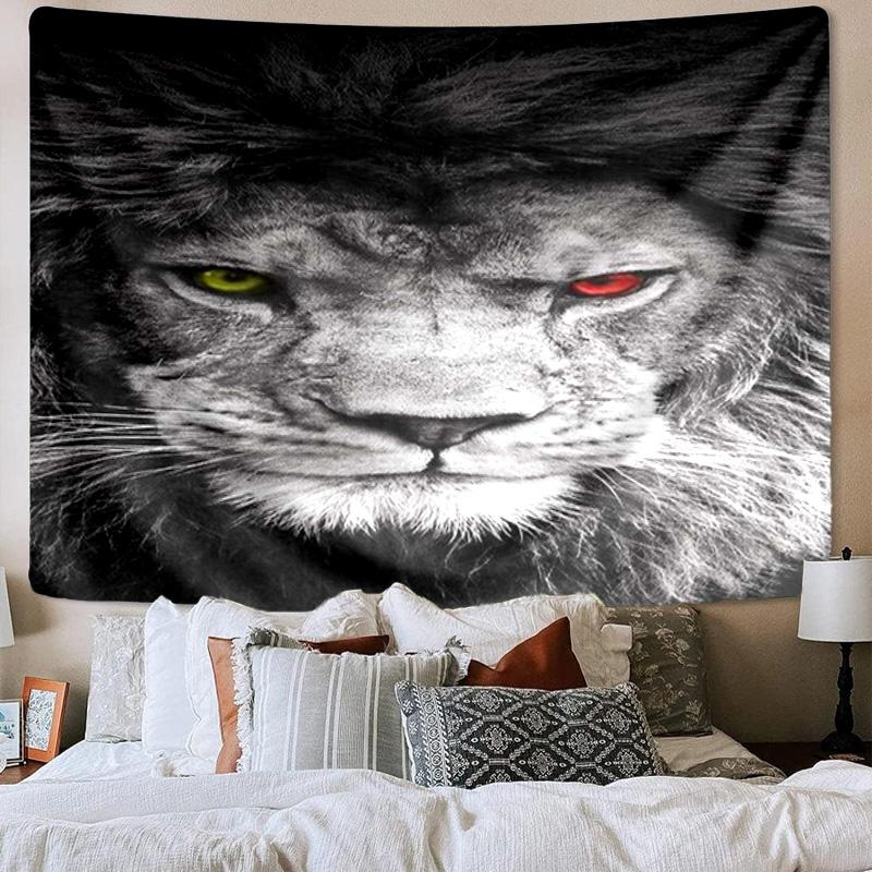Lion Portrait With Flowers Tapestry Room Decoration Wall Hanging for Living Room Bedroom, dormitory, Birthday and Christmas gifts