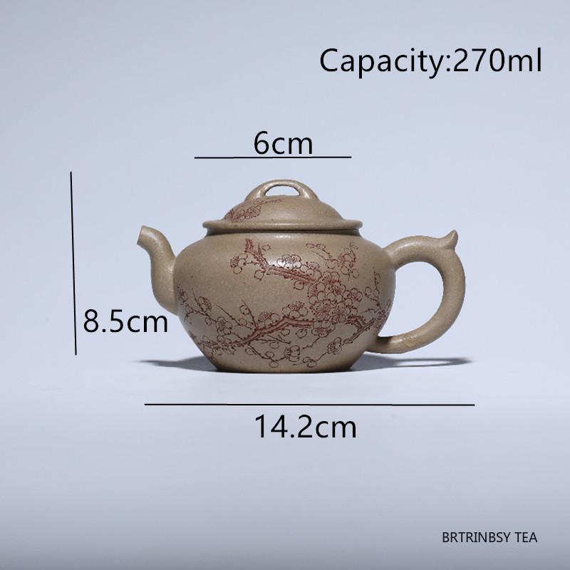 270ml Chinese Tradition Yixing Purple Clay Teapot Raw Ore Section Mud Tea Pot Household Handmade Flowers Kettle Zisha Tea Set