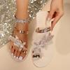 Fashion Glitter Slippers Women Summer Sandals 2025 Fashion Bling Female Butterfly Flops Beach Diamond Flat Shoes Outdoor Slides Sandals