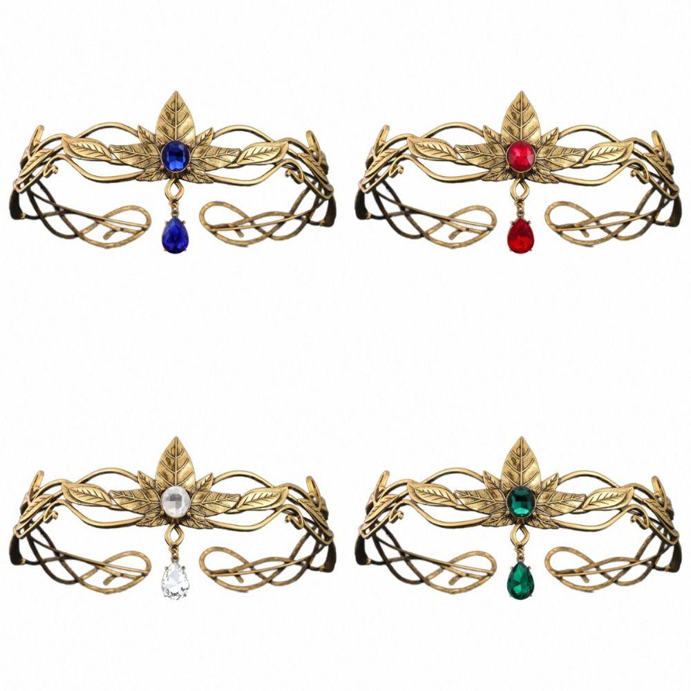 Tiara Barocca da Dea Elegante Lega di Zinco Zinco Strass Copricapo Re Corona Rotonda Elfi Shooting Fotografico