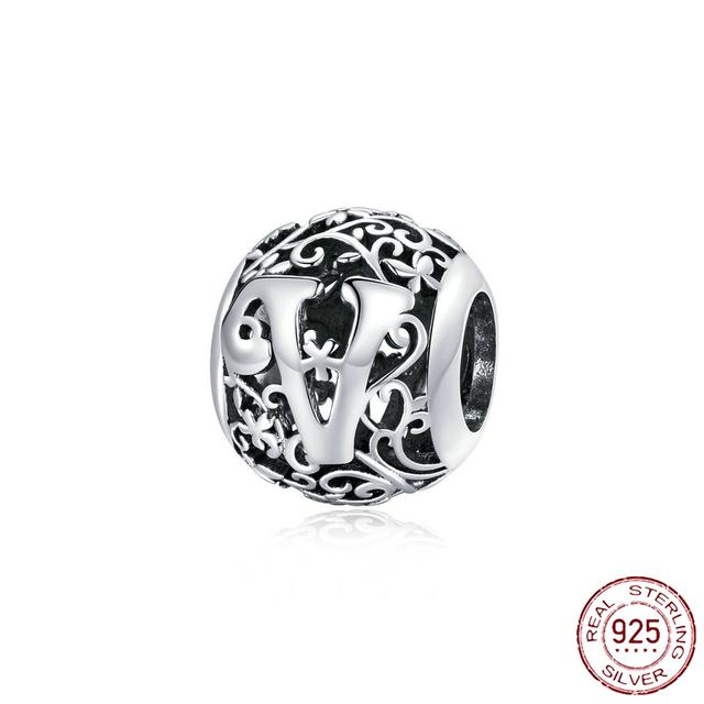 New 925 Sterling Silver Birthstone Heart Pendant Letter Series Bead Fit Original Fashion Charms Bracelet Women Jewelry Diy Gift