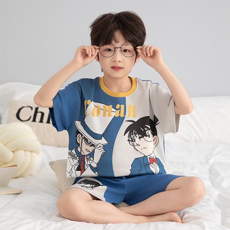 Boys Cotton Short Sleeve Pajama Set Lightweight Cartoon Sleepwear Kids 8 Years