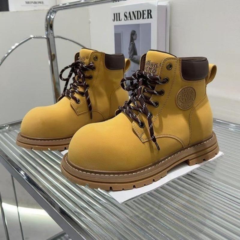 Early autumn new Martin boots women's outdoor thick-soled heightening series retro cute short tube versatile niche big yellow boots