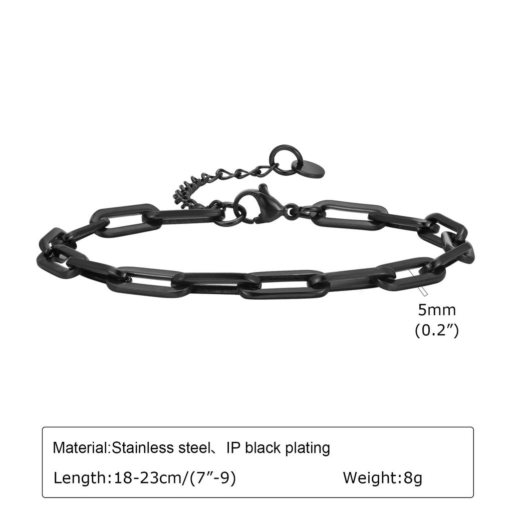 5mm Paperclip Chain Bracelets for Men Women,Waterproof Rectangle Stainless Steel Links Wristband,Trendy Zircon Gifts