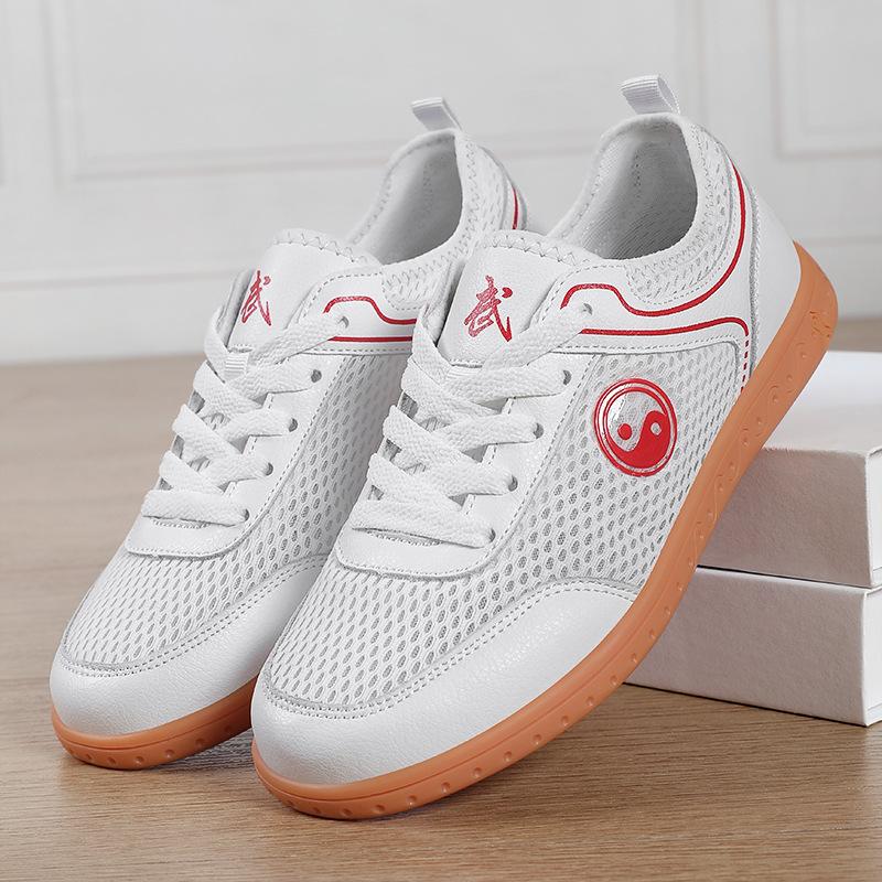 Tai Chi shoes spring and summer breathable mesh practice shoes genuine leather beef tendon soft sole men's martial arts shoes kung fu shoes