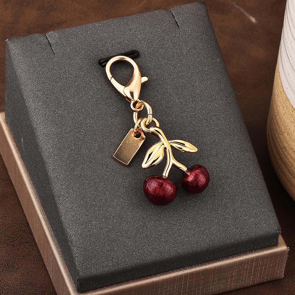 1Pc High-quality Alloy Keychains Pendant Golden Bear Flower Cherry Charms Lobster Clasp Badge Holder Car Keys DIY Accessories