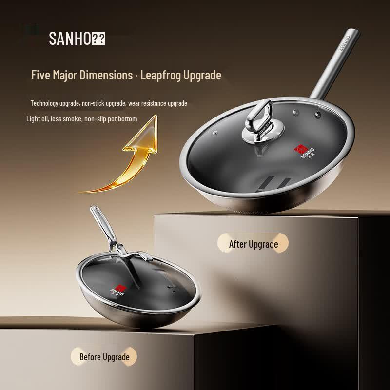 Sanhe 24cm Pure Titanium Flat-Bottom Wok