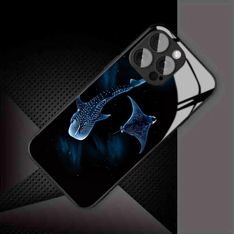 Deep Sea Starry Sky Whale Glass Phone Case for iPhone 17 Pro Max 16 15 14 Plus 13 12 11 16E 17 Air X XS XR XS MAX 7 8 SE2 Cover
