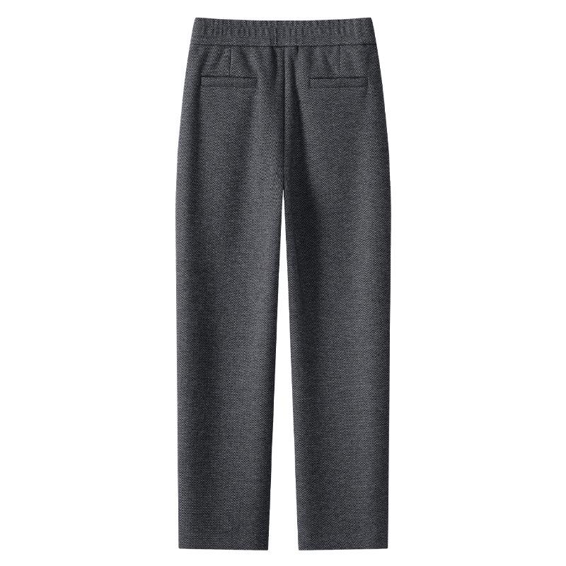 Women's 2024 Gray Wool Sycamore High-Waist Nine-Point Straight-Leg Harem Pants