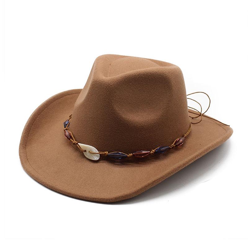 Western Cowboy Vintage Wool Jazz Hat Felt Men'S And Women'S Prairie Top Hat
