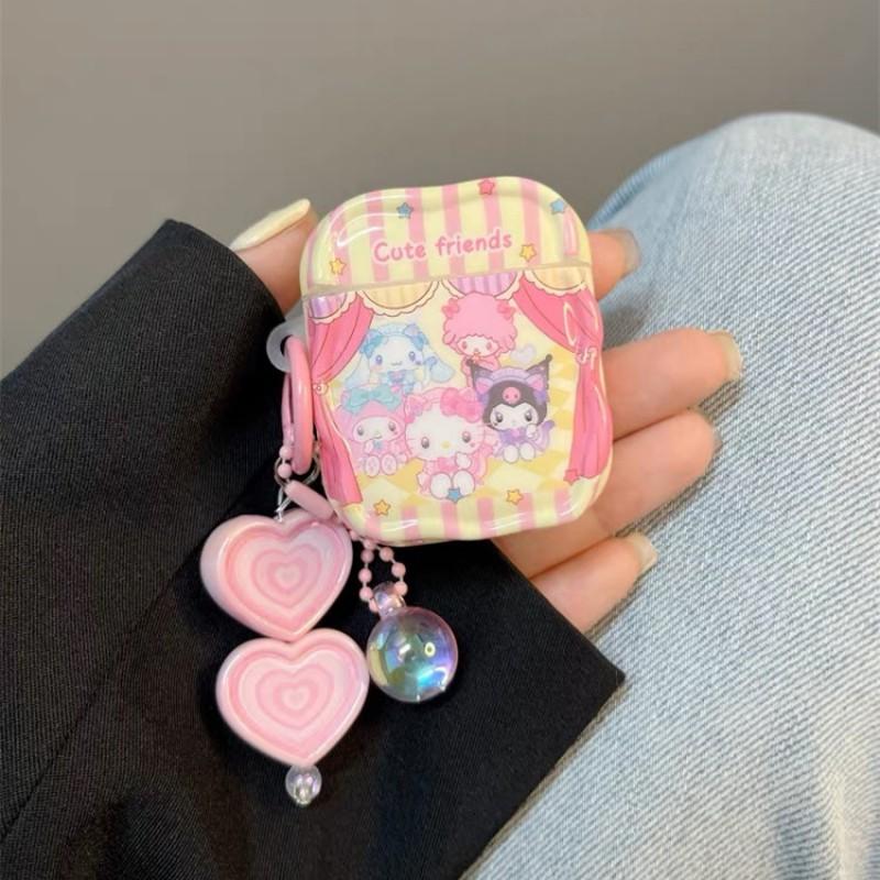 Ins Girl Heart Anime Cartoon Party Suitable AirPods Pro 3 Generation 2 Apple Protective Case Earphone Soft 4