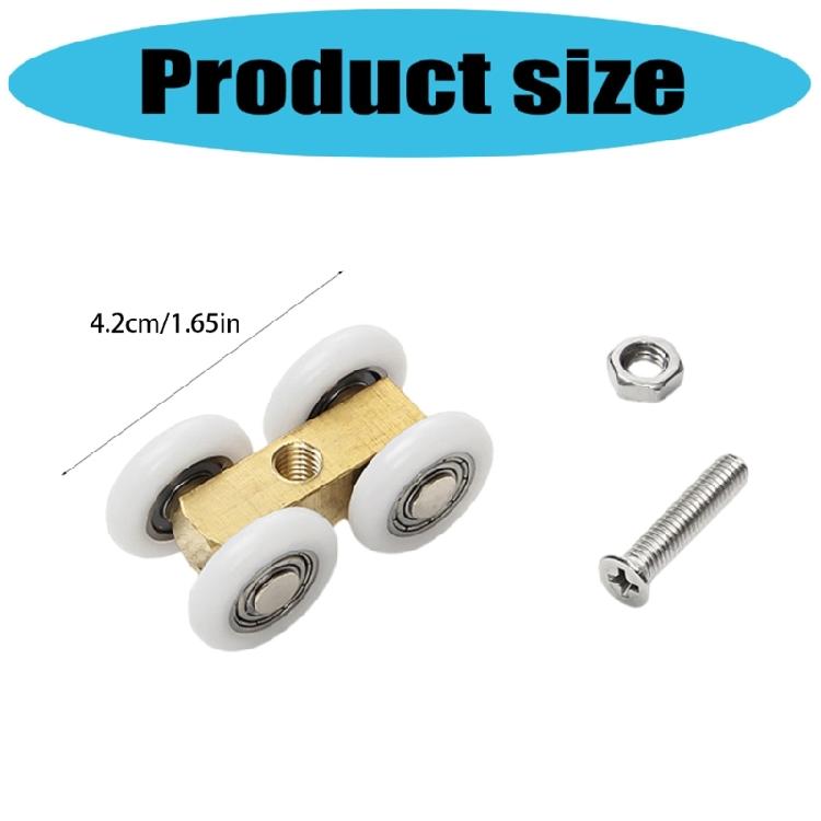 2Pcs Universal Shower Glass Door Rollers Corrosion Resistant Four Wheel Hanging Pulley Roller for Bathroom Doors