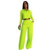TW584 Women's Autumn Fashion Lapel Long Sleeve High Waist Wide Leg Pants Elegant Suit