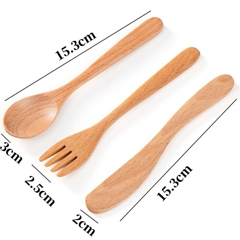 Ruhan Portable Beechwood Kids Cutlery Set