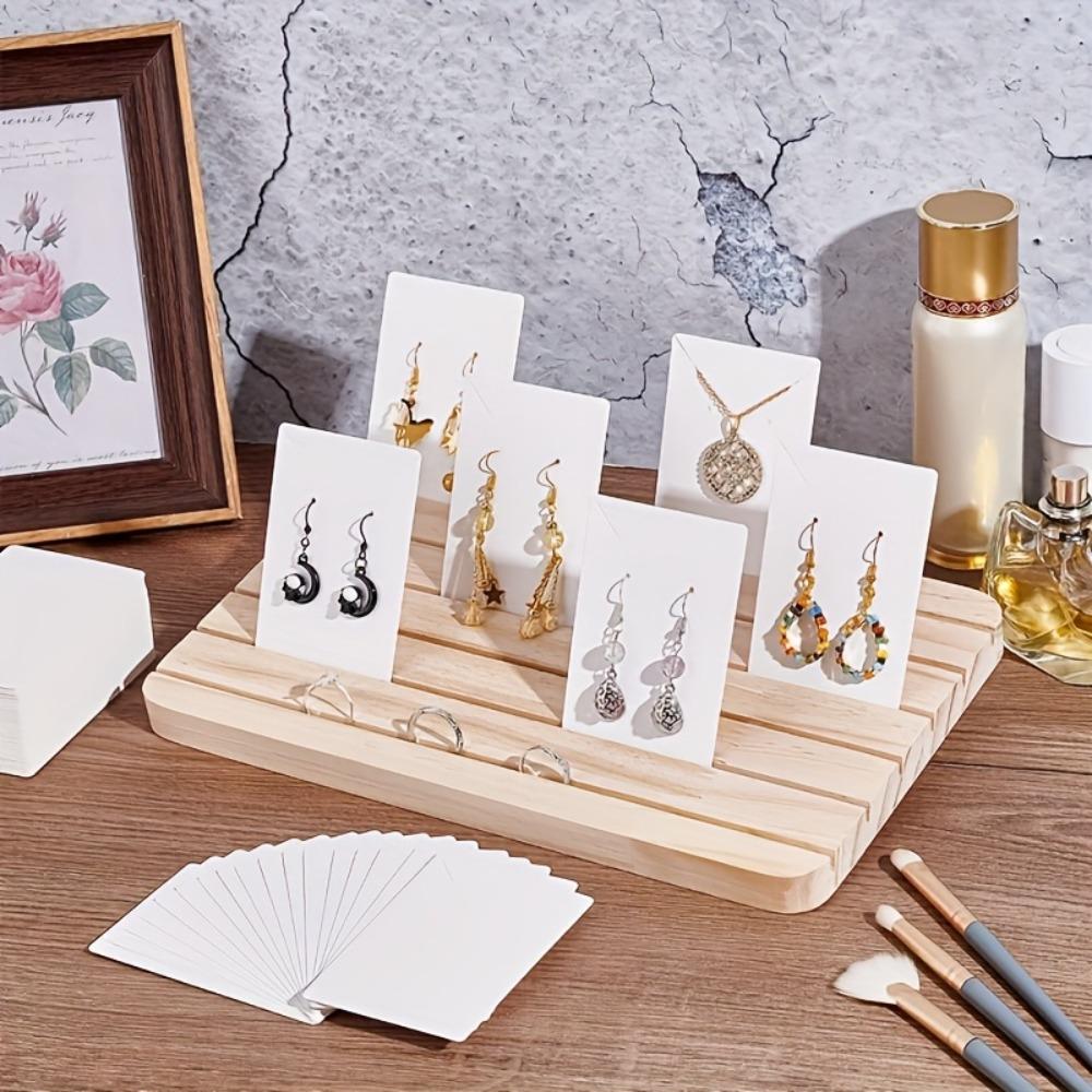 Premium Jewelry Display Stand Solid Wood Card Slot Ring Display Plate Card Storage