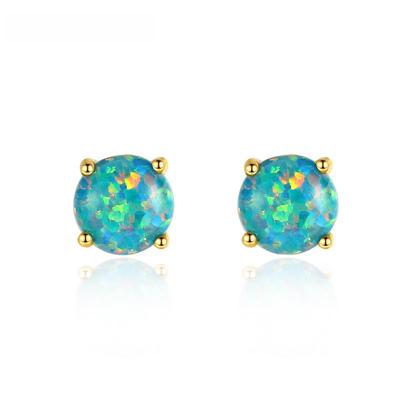 PAG&MAG S925 Silver Opal Earrings for Women - Stylish Korean Round Four-Claw Design