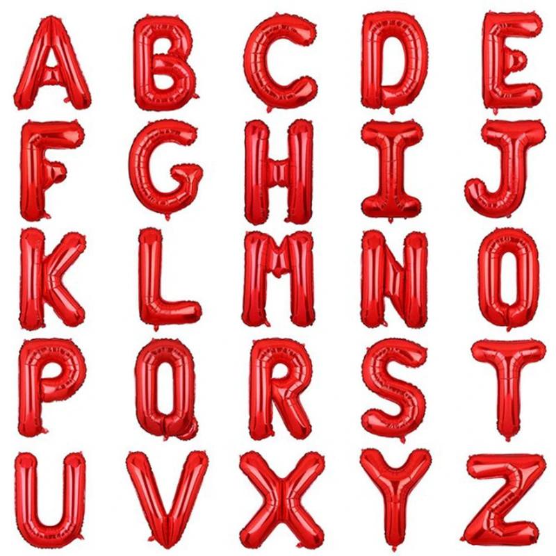 50pc 16 Inch Red Rose Gold Silver Foil Letter Alphabet Balloons Wedding Happy Birthday Party Decoration Kids Baby Shower Supplies KTY