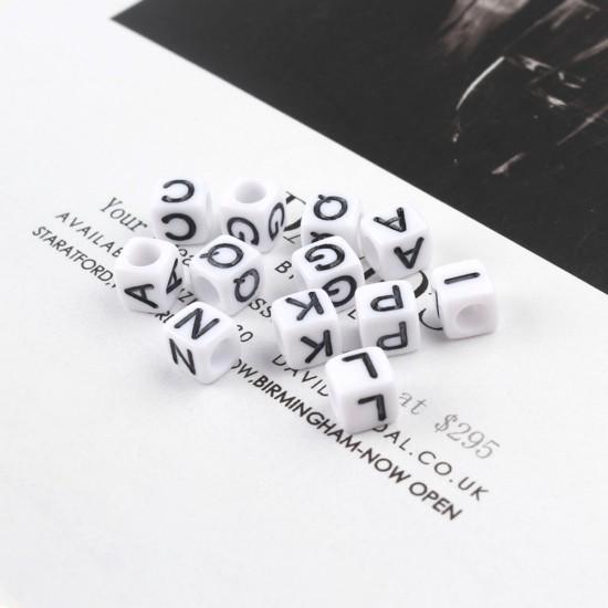 100pc Mixed English Letter Bead Cube Alphabet Beads Jewelry Findings Acrylic Bead for Jewelry Making
