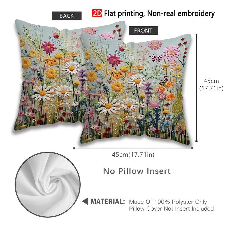 2D Digitally printed vibrant plant flower pattern pillowcase, durable polyester fiber with zipper for bedroom, living room and sofa decoration
