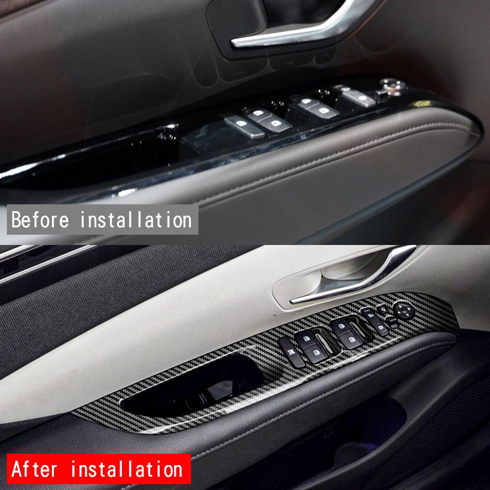 Couverture d'accoudoirs de porte et fenêtre en Fiber de carbone, accessoires de voiture, panneau de protection de plaque de protection pour Hyundai Tucson 2022 2023