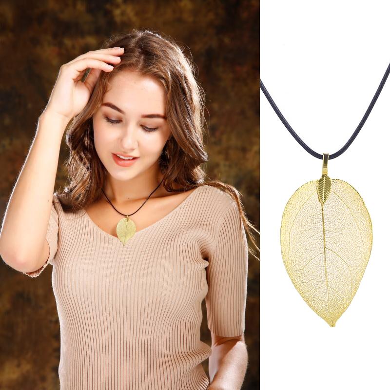 Mode Einzigartig Natürlich Echter Blatt Choker Anhänger Halskette Für Frauen Echte Blattform Filigran Hochzeit Halskette Schmuck Geschenk