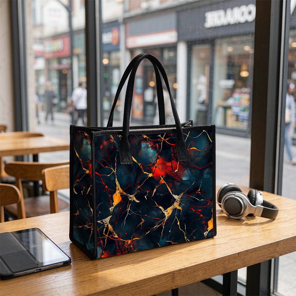 Stylish Marble Print Tote Bag Casual Large Capacity Shoulder Handbag for Daily Use