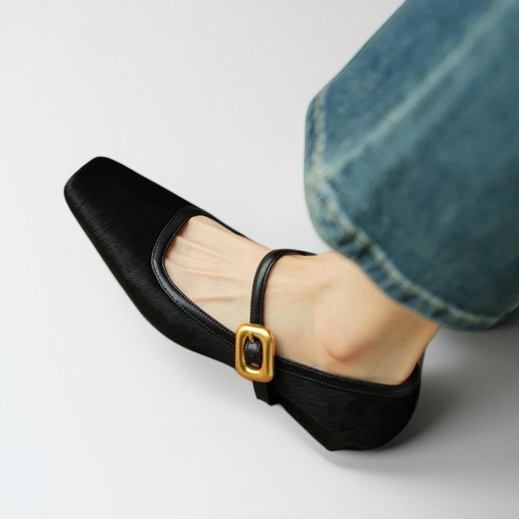 [British century old brand] Retro square toe low heel one-piece Mary Jane fashion shoes, comfortable and versatile women's single shoes