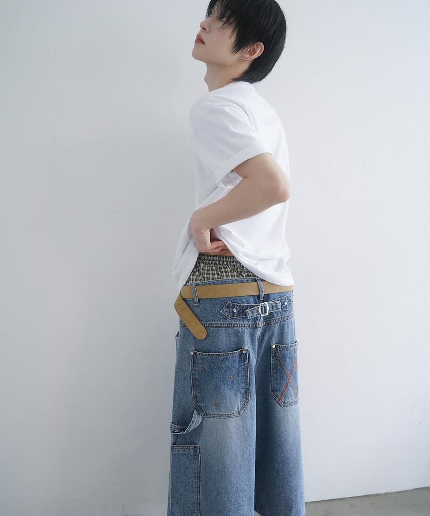 Mimdeowodeulobeu Argyle Bermuda Denim Pants