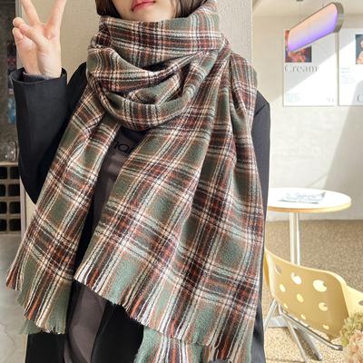 Winter New Scarf Women's 2025 Hot-selling Plaid Imitation Cashmere Plaid Scarf Women's Scarf To Keep Warm